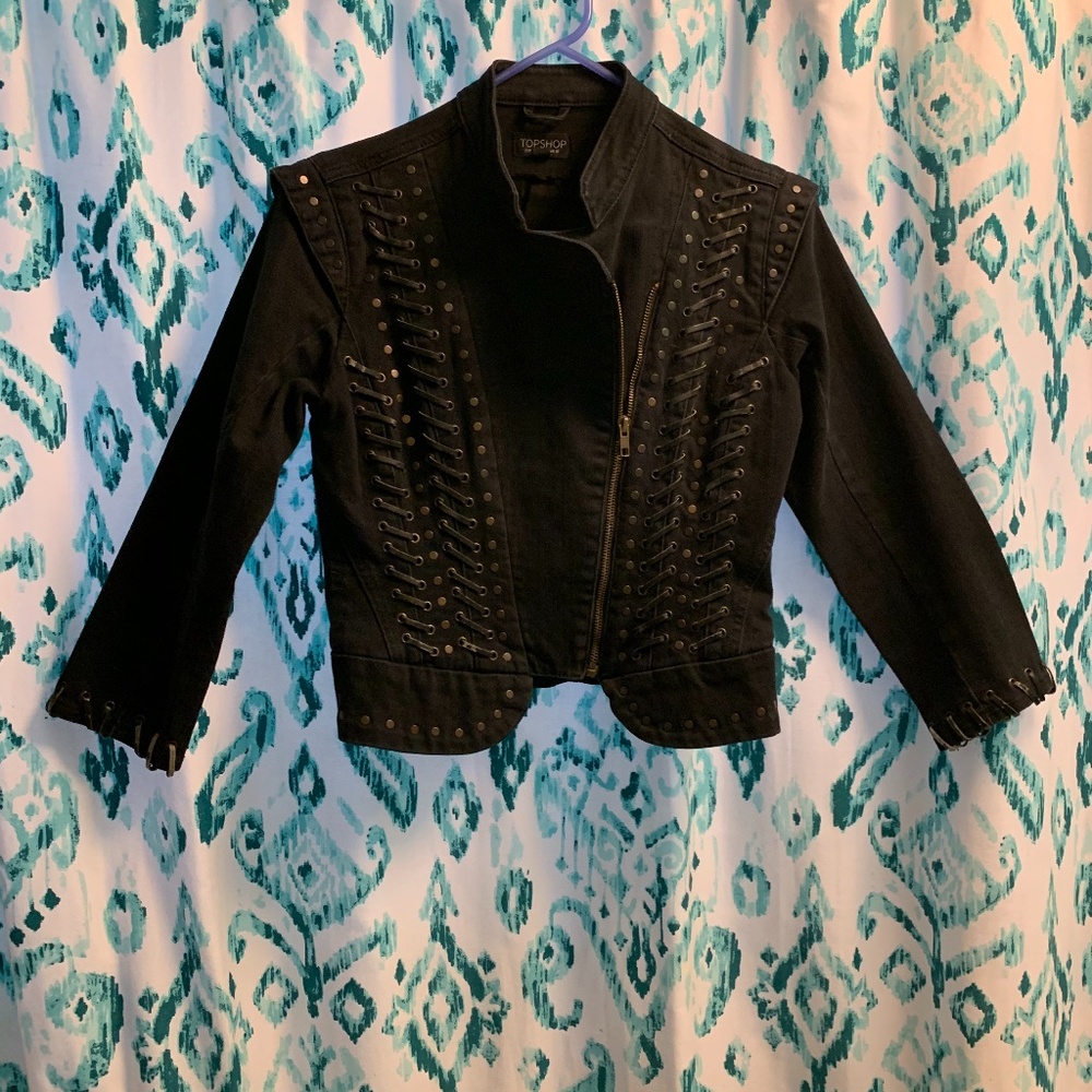 TopShop Women's !/4 sleeve denim jacket